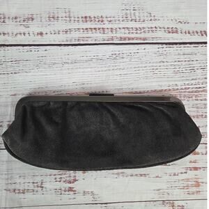 Banana Republic Black Shimmer Suede Genuine Leather Clutch Holiday Party Glamour